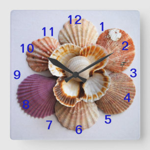 Cuadrado del reloj de la flor del Seashell