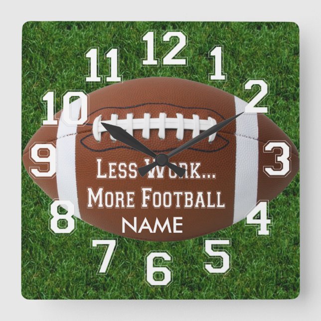 Cuadrado Deportes de fútbol Mancave diseño Muro Reloj (Anverso)