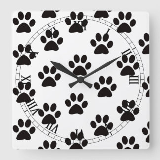 Cuadrado Dibujo de gato Imprime reloj numérico romano
