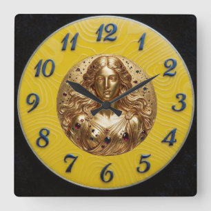 Cuadrado Diosa Nyx Reloj de oro limón negro