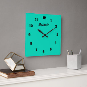 Cuadrado Diseña tu propio reloj negro y azul turquesa con n