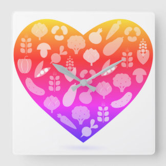 Cuadrado Diseñadores originales Reloj con verduras rosas