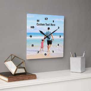 Cuadrado Diseñar su propio reloj de fotos con texto Persona