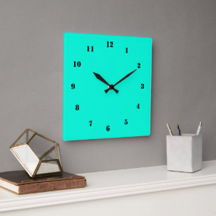 Cuadrado Diseño de reloj verde azulado propio - Colores Per