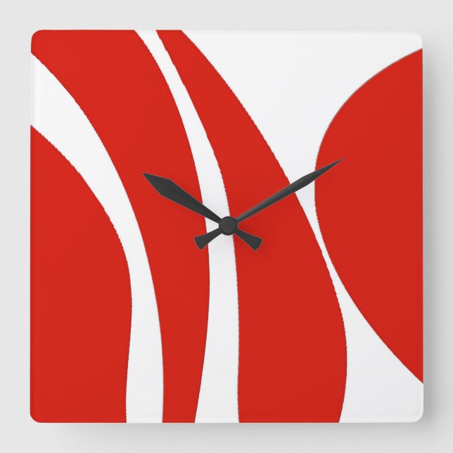 Cuadrado Diseño rojo y blanco, enrrollado, reloj (Anverso)