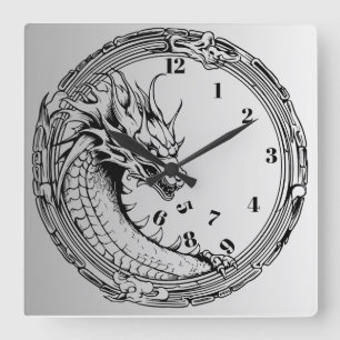 Cuadrado Dragón negro comiendo el reloj del muro del tiempo