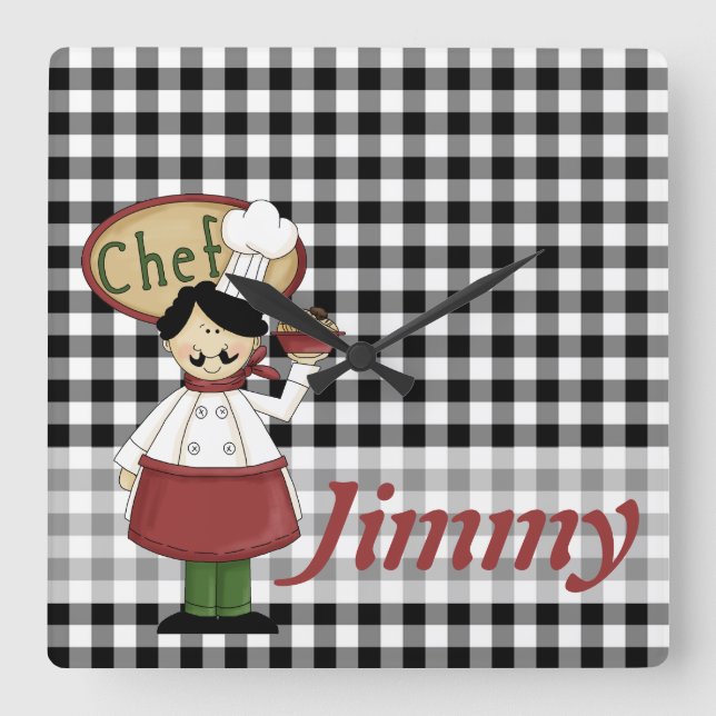 Cuadrado El cocinero comprueba el reloj (Anverso)