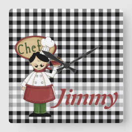 Cuadrado El cocinero comprueba el reloj