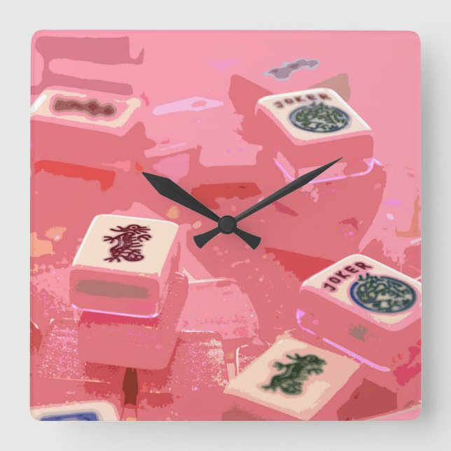 Cuadrado El Mah Jongg teja el reloj en rosa (Anverso)
