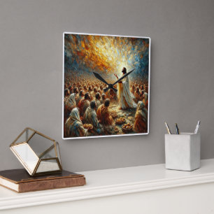 Cuadrado El milagro de los palos y los peces - Reloj