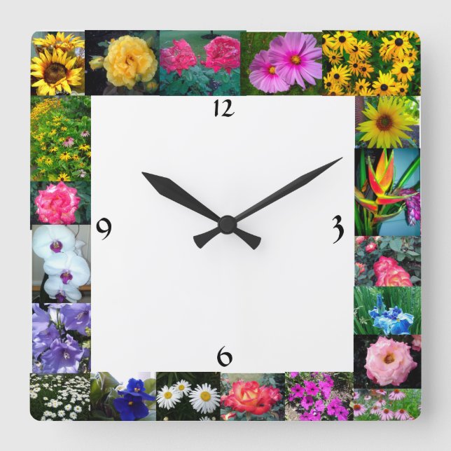 Cuadrado EL reloj de la MOSTRACIÓN DE FLORES (Anverso)
