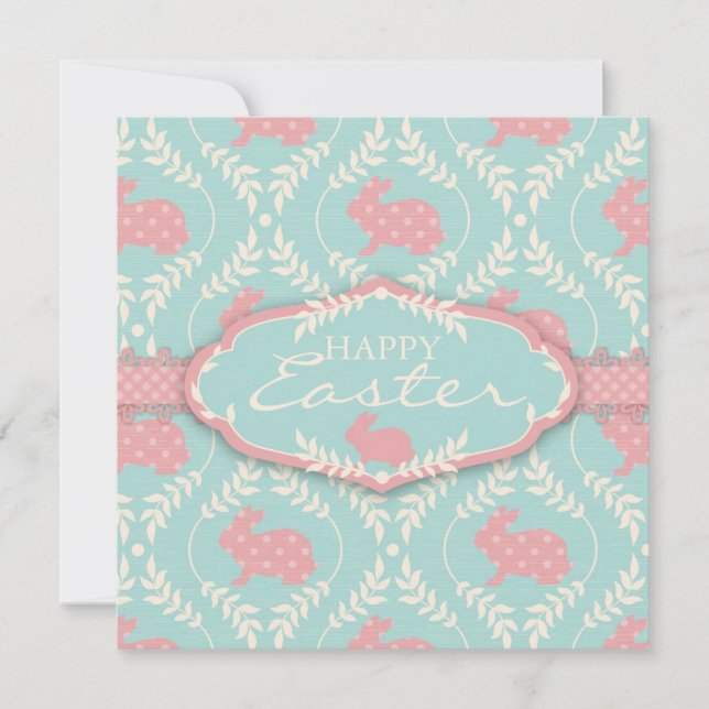 Cuadrado elegante de la invitación del conejito (Anverso)