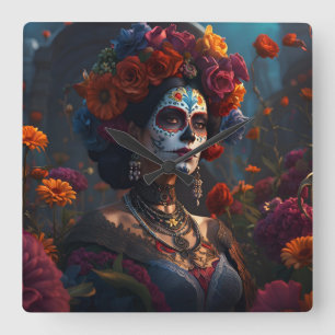 Cuadrado Elegante día del reloj de colores vivos muertos