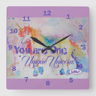 Cuadrado ¡Eres Un Único Unicornio! Reloj de Chicas arcoiris