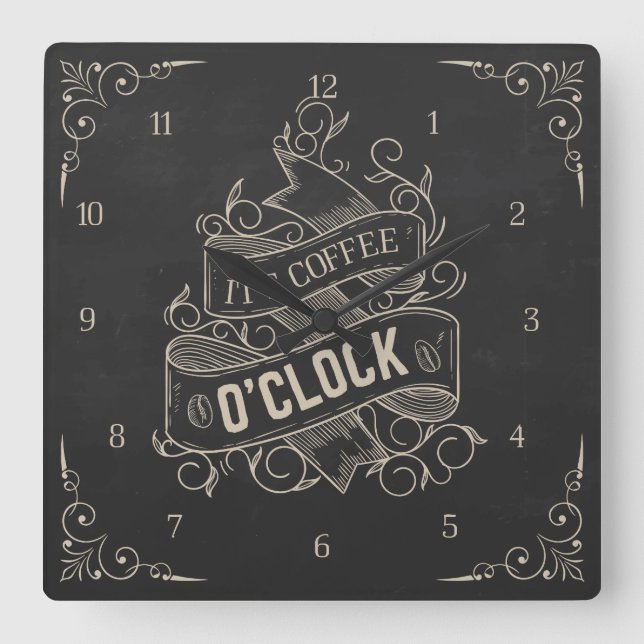 Cuadrado Es el Reloj de la Pared del Café O'Clock (Anverso)