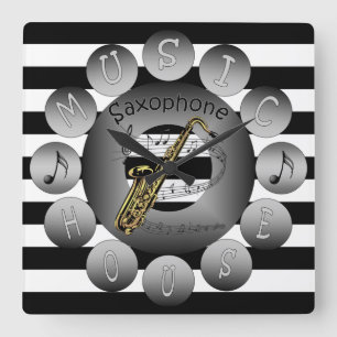 Cuadrado Espiral Scale~Stripes del ~Saxophone~ del reloj de