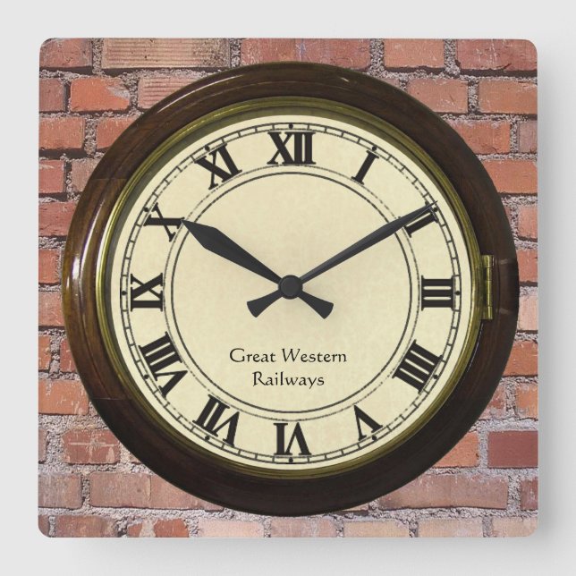 Cuadrado estación vintage de bronce en reloj (Anverso)