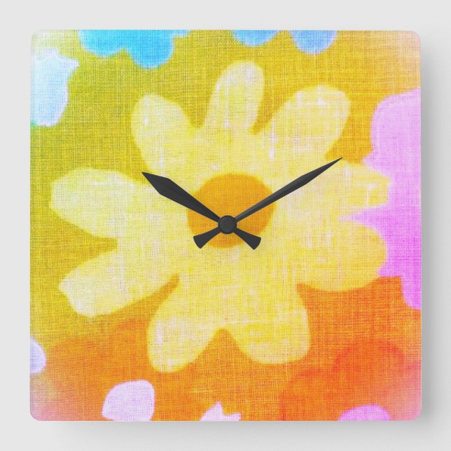 Cuadrado ESTILO DE DISEÑO DE FLORES DEL Reloj DE MIRA (Anverso)