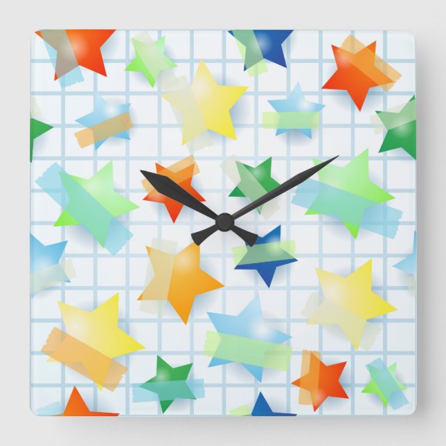 Cuadrado Estrellas de papel, reloj (Anverso)
