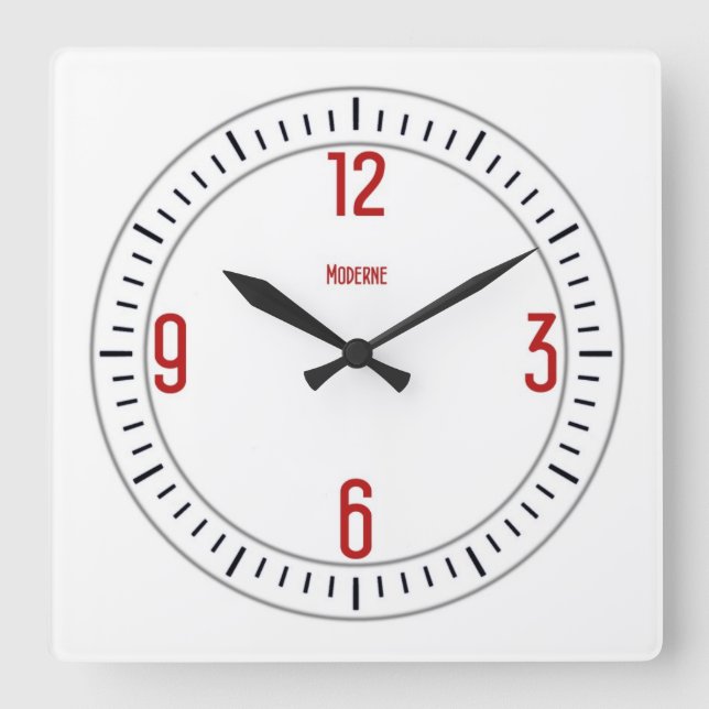 Cuadrado Euro Moderno 1 Reloj rojo (Anverso)
