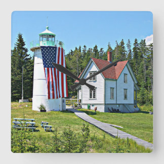 Cuadrado Faro de Little River, reloj de Maine