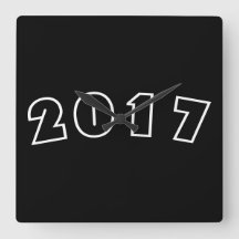 Feliz Año Nuevo 2017, números Reloj blanco negro