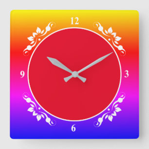Cuadrado Fondo rojo y reloj de pulsera multicolor