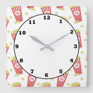 Cuadrado Fun Theater palomitas de maíz patternhome reloj d