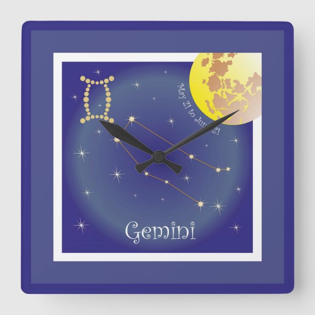 Cuadrado Gemini May 21 to June 21 reloj (Anverso)