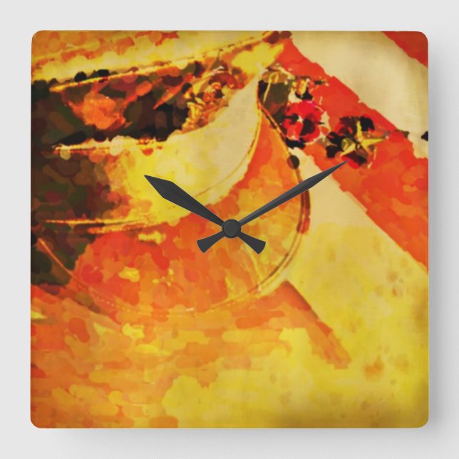 Cuadrado Gorra de época, bandera, reloj de la Plaza de los  (Anverso)