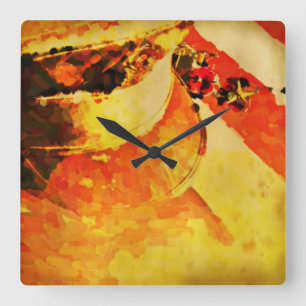 Cuadrado Gorra de época, bandera, reloj de la Plaza de los 