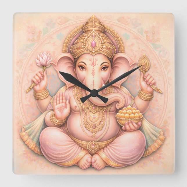 Cuadrado Gracia Atemporal: Reloj de Parede de Arte Pastel d (Anverso)