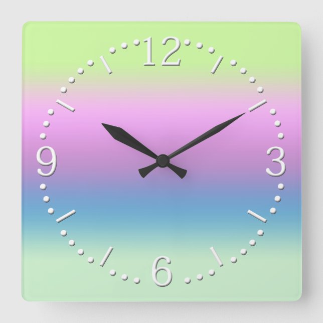 Cuadrado Gradiente brillante. reloj grande (Anverso)