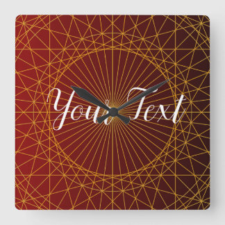 Cuadrado gradiente rojo dorado de lujo mandala reloj de par