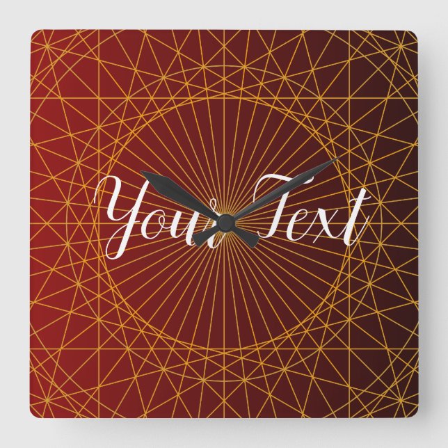 Cuadrado gradiente rojo dorado de lujo mandala reloj de par (Anverso)