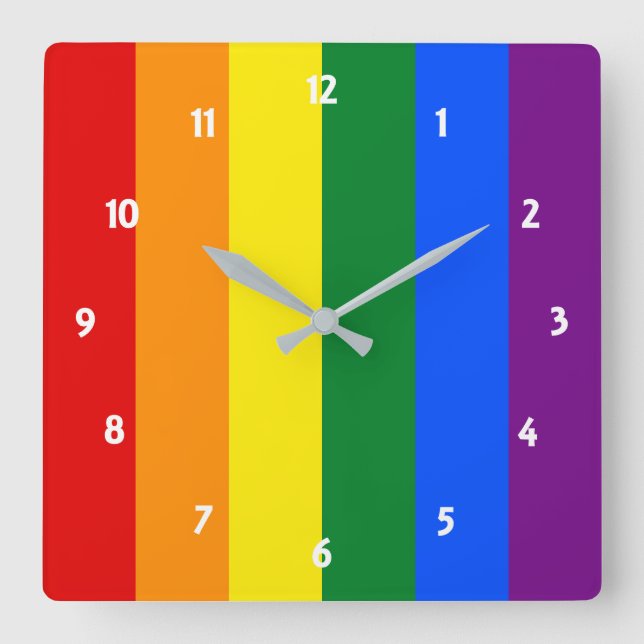 Cuadrado Gran reloj del orgullo arcoiris (Anverso)