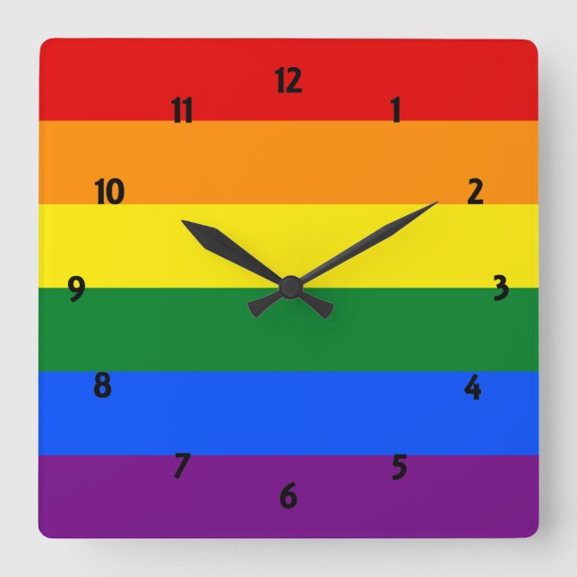 Cuadrado Gran reloj del orgullo arcoiris (Anverso)