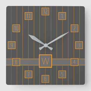 Cuadrado Gris con reloj de pulpa Naranja