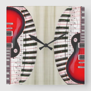 Cuadrado Guitarra y reloj del piano
