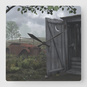 CUADRADO HACIA FUERA CASA Y RELOJ AHERRUMBRADO DEL COCHE