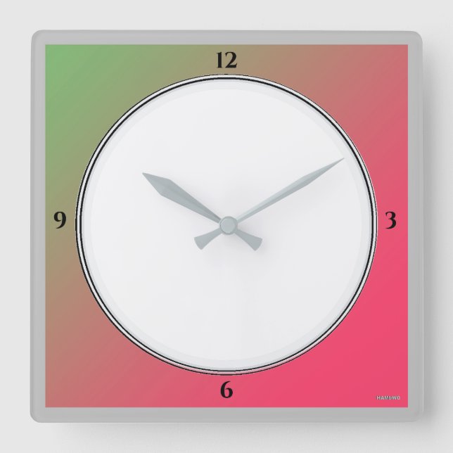 Cuadrado HAMbWG Rosa, verde, blanco y negro - Reloj de pare (Anverso)