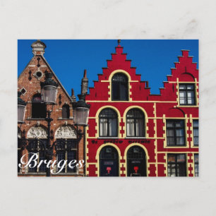 Cuadrado hermoso de Markt de la postal de Brujas
