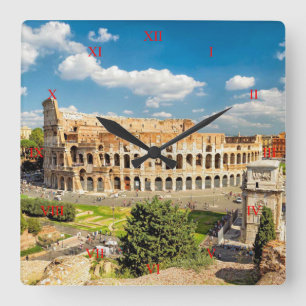 Cuadrado Hermoso reloj mural romano de color