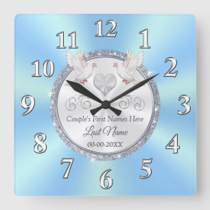 Cuadrado Ideas de regalo Boda personalizadas reloj Boda azu