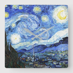 Cuadrado Impresionante noche de Van Gogh Starry Reloj de pa