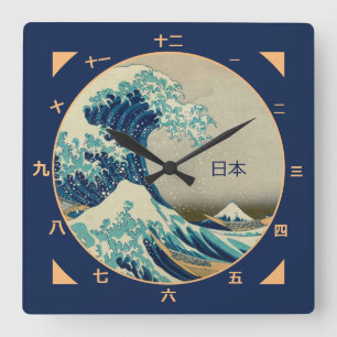 Cuadrado Japón, Gran Ola frente a Kanagawa Reloj kanji vint