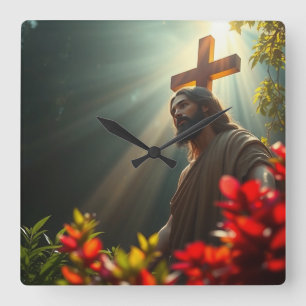 Cuadrado Jesús en el Reloj de la Pared del Jardín