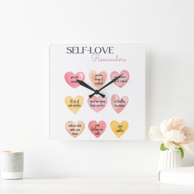 Cuadrado La afirmación de amor propio cita el reloj de pare (Hogar)