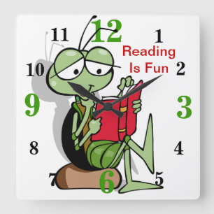 Cuadrado La lectura adorable es reloj de la diversión para