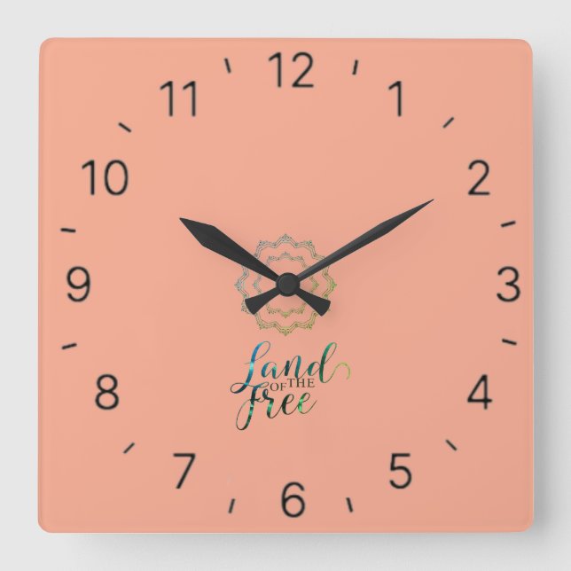 Cuadrado La tierra del reloj de la pared libre (Anverso)